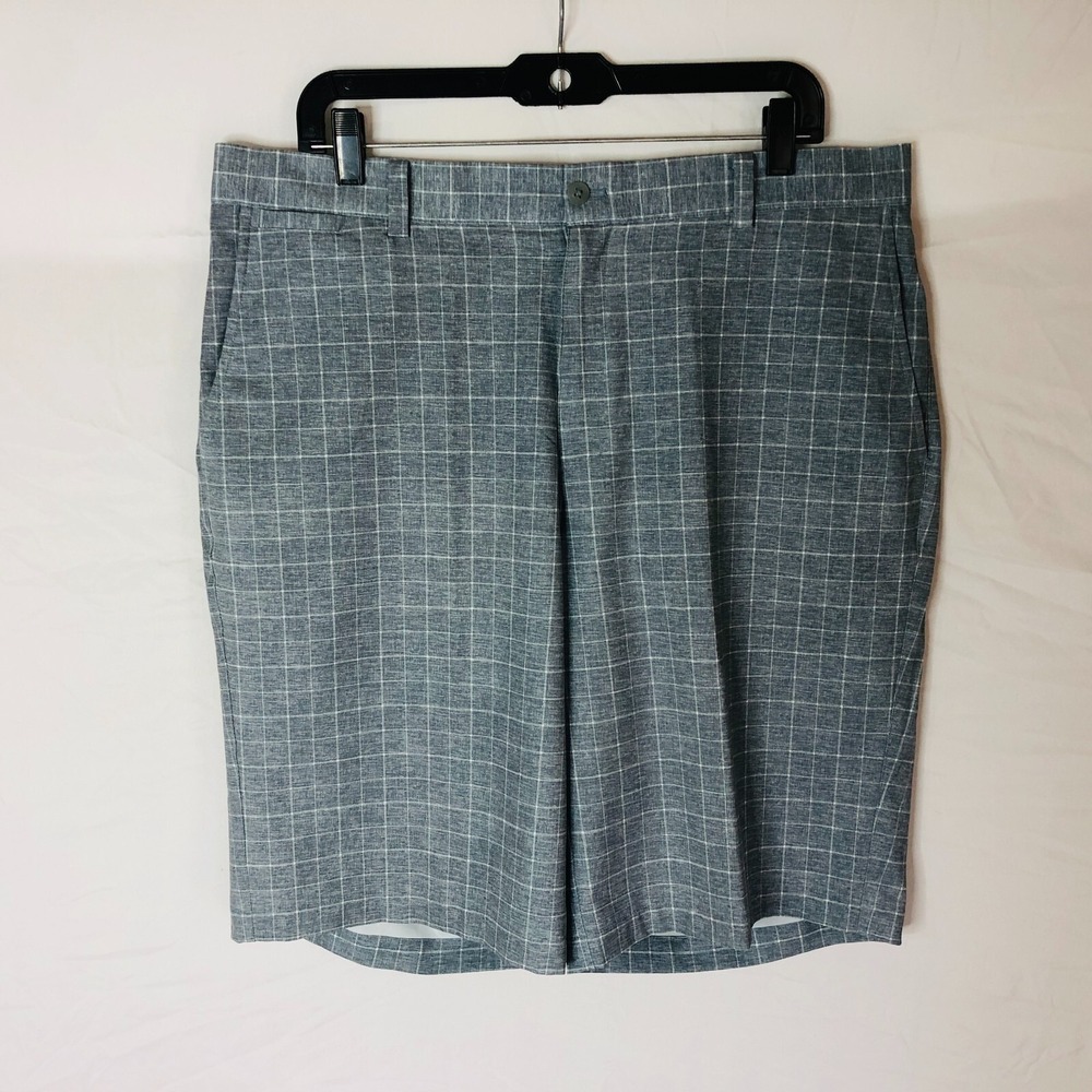 Nike Golf Tour Performance Shorts Men 36 Dri-Fit Flat Front Grey Plaid